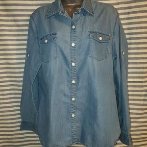 Per Se Women's Blue Denim Chambray